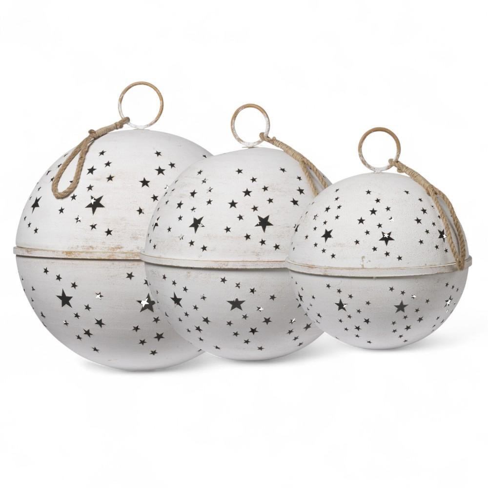 SET 3 SFERE METALLO BIANCO 61.5X61.5X69